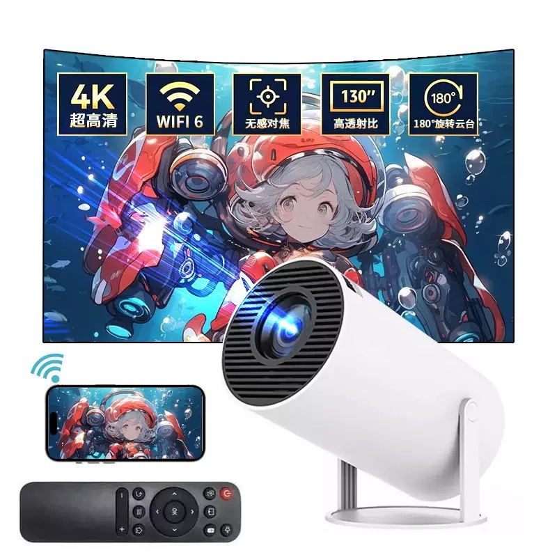 O1CN01EMLPen1KwvtibKyEh_2222185941229-0-cib.jpg HY300 Smart Projector 1080P 4K Home Theater Projector - Image 1