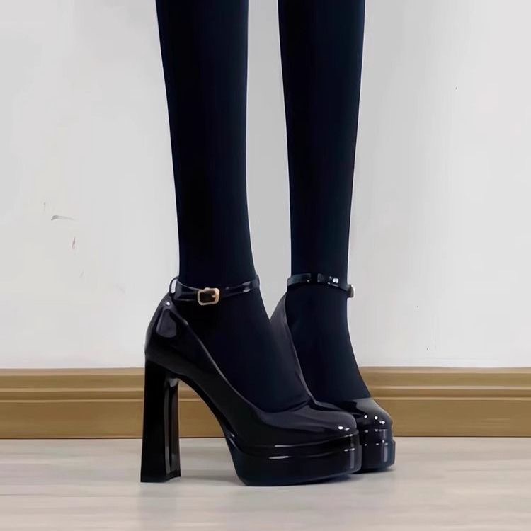 O1CN01F2Ow5L1yZeMDSsiea_2220360336593-0-cib.jpg British Style High Heels for Petite Women 2025 New Design Ultra High Heel Elevator Mary Jane Shoes - Image 1