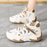 Korean Style New Dad Shoes Women 2025 Summer Hollow Mesh Breathable Student Casual Thick Soled Height Increasing Shoes