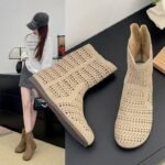 Korean Style Flat Birkenstock Ankle Boots 2025 New Retro Fashionable Hollow Out Boots - Image 4