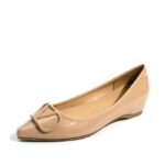 Pointed Toe Soft Bottom Height Increasing Flats 2024 New Patent Leather Nude Color Shallow Mouth Commuter V Buckle Casual Flats - Image 5
