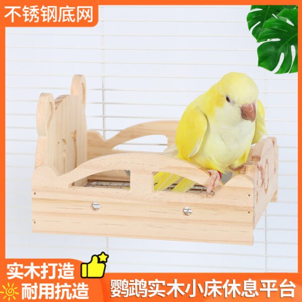 Parrot Summer Small Bed Cool Nest Rest Platform Log Style Pine Wood Bird Cage Accessory