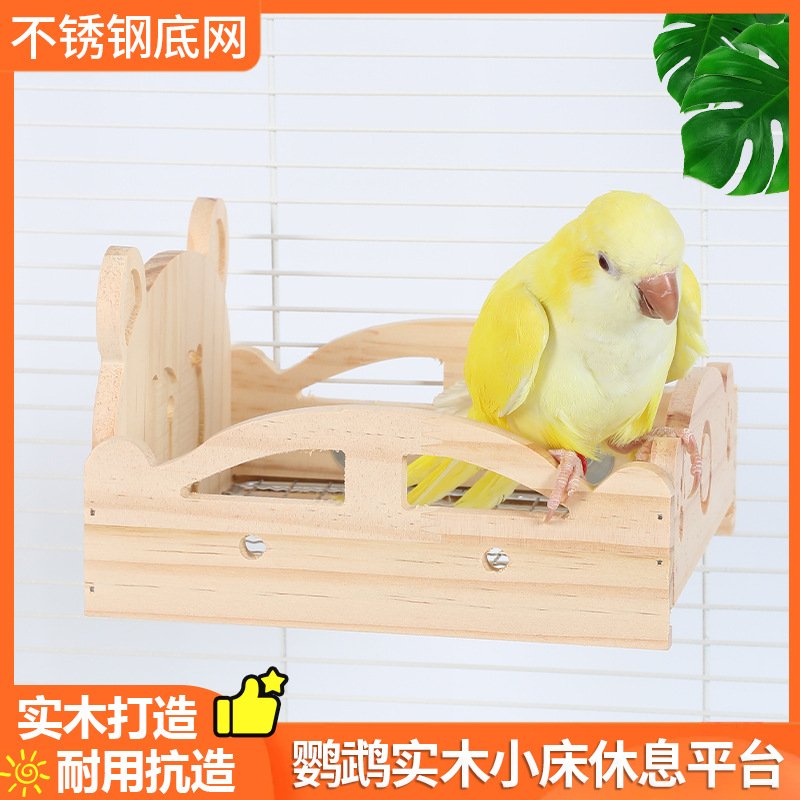 O1CN01HOGDQt2GEGwbgDxi8_2215119898983-0-cib.jpg Parrot Summer Small Bed Cool Nest Rest Platform Log Style Pine Wood Bird Cage Accessory - Image 1