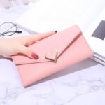 2022 New Plain Weave Heart-Shaped Wallet Women's Long Wallet with Multiple Card Slots and Buckle - Image 5