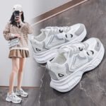 Women's Chunky Sneakers Breathable Mesh Casual Shoes Thick Sole Heightening Running Shoes