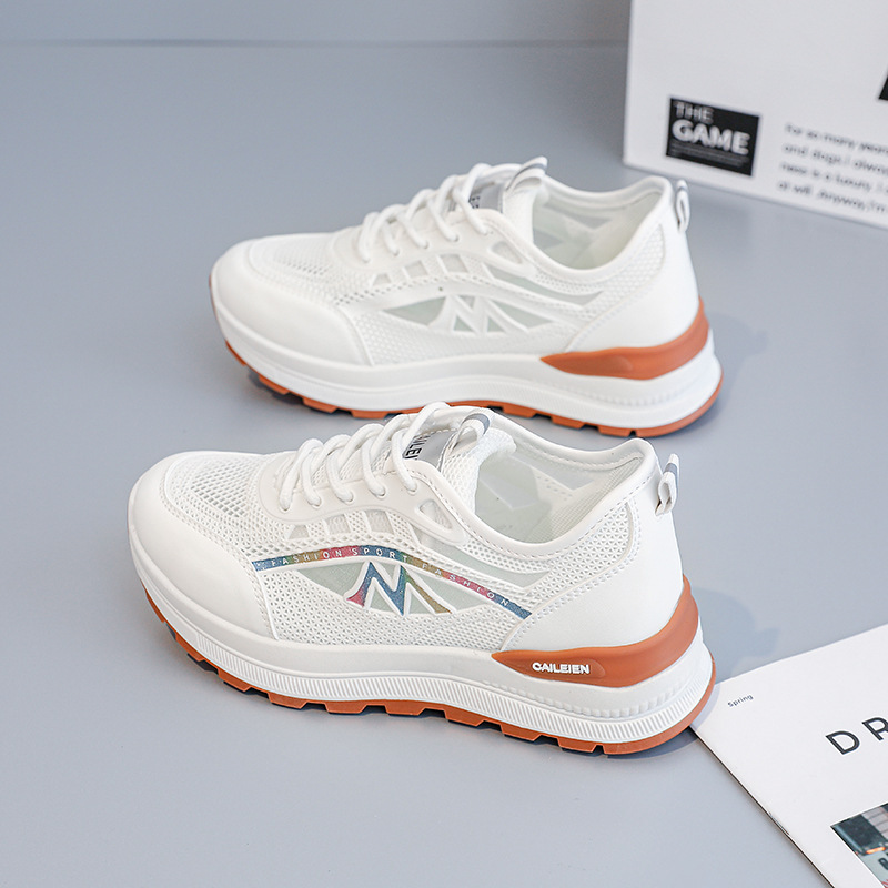 O1CN01JEWCW41arvQIEfHad_2217755913384-0-cib.jpg Summer New Women's Mesh Breathable White Sneakers Korean Style Thick Sole Heightening Sports Casual Dad Shoes - Image 1