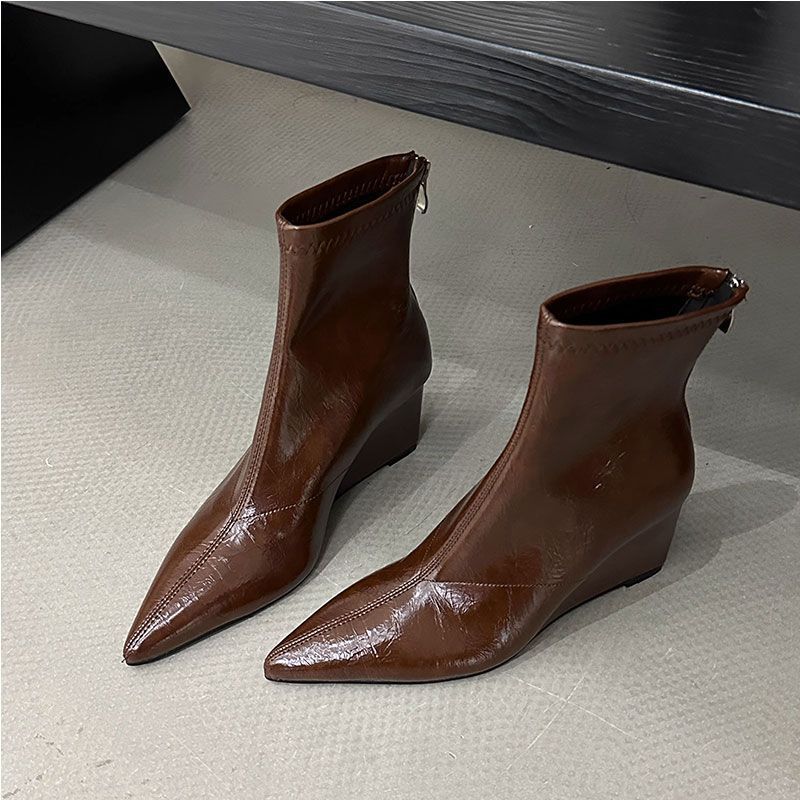 O1CN01JFJJdZ1yZeNIXi44V_2220360336593-0-cib.jpg Chanel-style Versatile High-heel Ankle Boots for Women, Pointed Toe, Back Zipper, Fashionable Slim Boots - Image 1