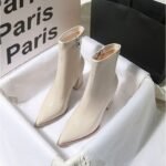 Leisure French Pointed Toe High Heel Boots for Women, Fall/Winter Style, Ankle Boots with Chunky Heel, Short Boots - Image 4