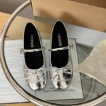 French Style Silver Ballet Mary Jane Flat Shoes for Women - Image 2