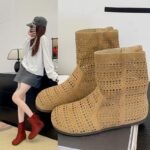 Korean Style Flat Birkenstock Ankle Boots 2025 New Retro Fashionable Hollow Out Boots - Image 3