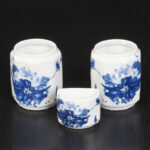 White Base Blue Lotus Bamboo Handle