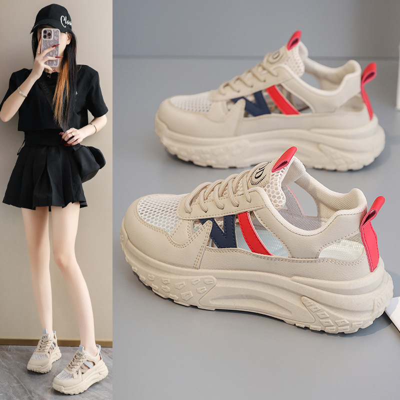 O1CN01L2vOhf1arvQ6WLs6B_2217755913384-0-cib.jpg Women's Hollow Out Dad Sneakers - Breathable Mesh Casual Thick Sole Sports Shoes - Image 1
