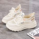 Women's Breathable Hollow Mesh Sneakers - Korean Style Thick Sole Casual Running Shoes - Image 3