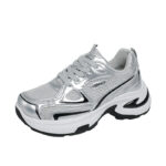 Thick Sole Platform Silver Dad Sneakers for Women 2026 Spring Summer Trendy Casual Sports Shoes - Image 5