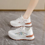 Summer New Women's Mesh Breathable White Sneakers Korean Style Thick Sole Heightening Sports Casual Dad Shoes - Image 3