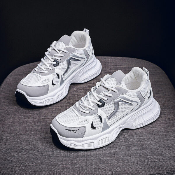 Women's Chunky Sneakers 2025 New Spring Breathable Mesh Sports Shoes Korean Style Thick Sole Casual Running Shoes