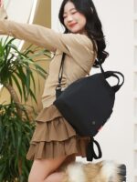 Crossbody Bag Women's Solid Color Fabric Multi-functional Handbag Backpack - Image 4