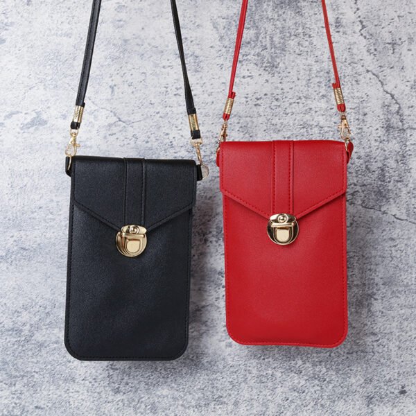 Women's PU Leather Lock Buckle Crossbody Bag with Touch Screen Phone Pocket