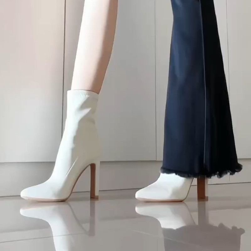 O1CN01Or4EYF1yZeMzF327s_2220360336593-0-cib.jpg French Fairy Style Designer Pointed Toe Short Boots 2025 New Autumn Winter Elastic Slim Boots High Heels - Image 1