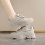 Korean Style Leather Low-top Dad Sneakers Women 2024 Autumn New Breathable Student Sports Heightening Casual 8821 - Image 3