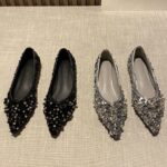 Pointed Toe Flat Shoes, Shallow Mouth, Summer Fairy Style, New Loafers with Sequins, Slip-On 2024 Korean Version - Image 4