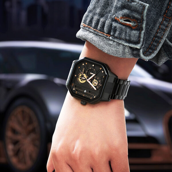 Hollow Watch Men Square Sports Multifunctional Three-eye Six-hand Calendar