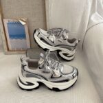 Thick Sole Platform Silver Dad Sneakers for Women 2026 Spring Summer Trendy Casual Sports Shoes - Image 3