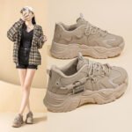 Korean Style Chunky Sneakers for Women 2025 Spring Student Casual Thick Sole Height Increasing Shoes - Image 4