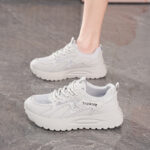 Women's Breathable Mesh Casual Sneakers Thick Sole Comfortable Lace-up Walking Shoes - Image 3