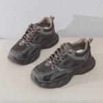 Women's Chunky Sneakers 2024 Autumn New Fashion All-Match Black Sports Shoes Non-Slip Running Casual Shoes
