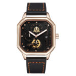 5061 Rose Gold Case Black Leather Strap 6 (Fake Six Hands