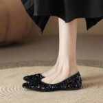 Pointed Toe Flat Shoes, Shallow Mouth, Summer Fairy Style, New Loafers with Sequins, Slip-On 2024 Korean Version - Image 3