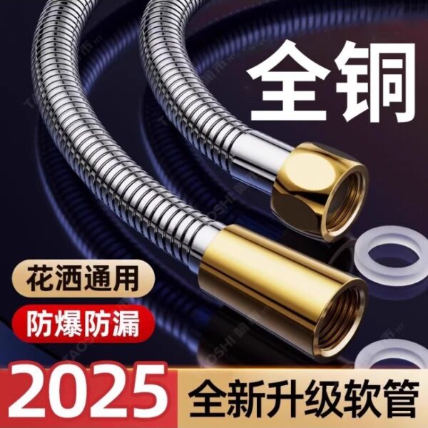 Stainless Steel Shower Hose Burst-Proof Flexible Pipe Shower Head Universal Connection Pipe Bathroom Heater Outlet Pipe