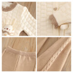 Girls Sweater Set 2024 Autumn Winter Knitted Jacket Cartoon Rabbit Girls Coat Pants Two-Piece Set Flared Pants - Image 4