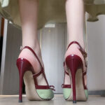 Green Bow Sexy High Heel Shoes for Women, Pointed Toe Ankle Strap Heels, Satin - Image 3