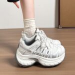 Thick Sole Dad Sneakers Women 2026 New Mesh Korean Style Versatile Height Increasing Sports Shoes