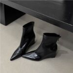 Chanel-style Versatile High-heel Ankle Boots for Women, Pointed Toe, Back Zipper, Fashionable Slim Boots - Image 2