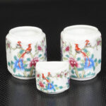Octagonal Bird Bowl Ceramic Myna Bird Food Cup with Holder - Image 3