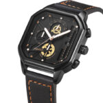 5062 Black Case Rose Gold Hands Black Leather Strap 6 (Six Hands