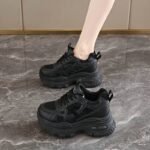 Women's Chunky Sneakers Breathable Mesh Casual Shoes Thick Sole Height Increasing Sports Shoes