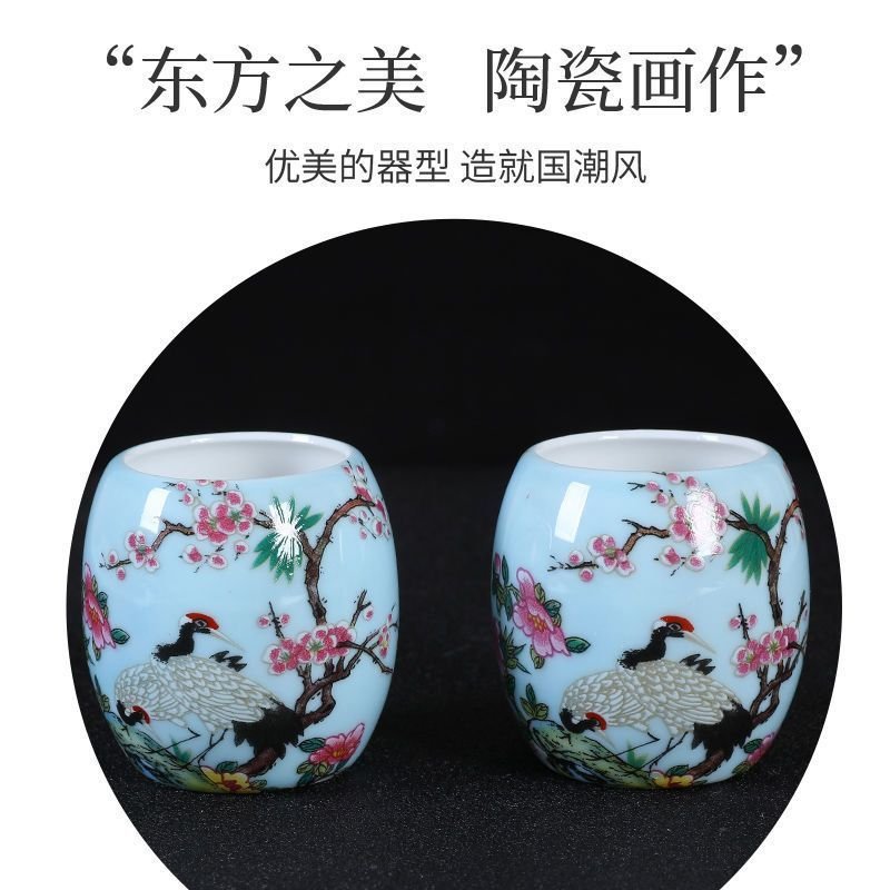 O1CN01WkdfLu2GEGrYnZP6w_2215119898983-0-cib.jpg Ceramic Bird Cage Accessories - Waist Drum Food Bowl - Image 1