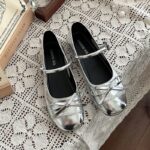 French Style Silver Ballet Mary Jane Flat Shoes for Women - Image 3