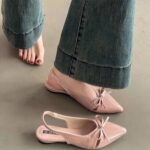 Patent Leather Bow Flat Shoes Women's Hollow Cutout Backless Sandals Pointed Toe - Image 4