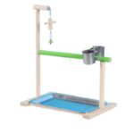 Tiger Skin Peony Cockatiel Bird Stand with Chain, Ladder, Nail File, Solid Wood Perch, Interactive Platform, Prickly Ash Wood Bird Stand - Image 5