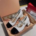 French Chic Summer 2025 Square Toe Mary Jane Shoes Black and White Color Block Retro Style - Image 3