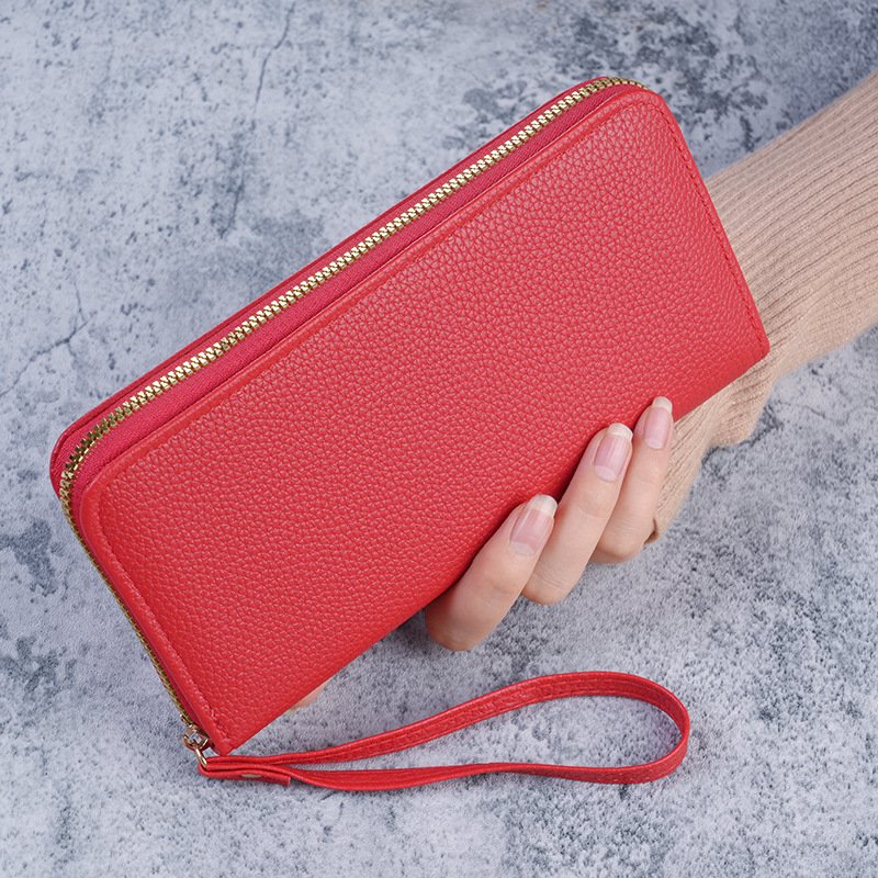 O1CN01ZfXQYc2NfwEUA3uMT_2209400949991-0-cib.jpg Long Wallet with Macaron Color Zipper, Women's Multi-Compartment Handbag, Genuine Leather Texture - Image 1