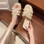 Fashion Flat Sandals Slippers Summer Casual Beach Pearl Toe-Cover - Image 2