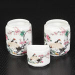White Base Crane Bamboo Handle