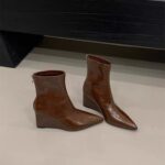 Chanel-style Versatile High-heel Ankle Boots for Women, Pointed Toe, Back Zipper, Fashionable Slim Boots - Image 3
