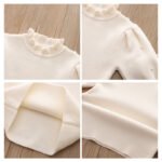 Girl's Fleece-Lined Knit Top Long Sleeve Turtleneck Pullover Winter 2024 - Image 4